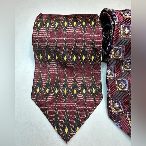 Lot of 4 JZ Richards Xtra Long 100% Silk Men’s Neckties Maroon Blue Tan Black - Picture 3 of 12